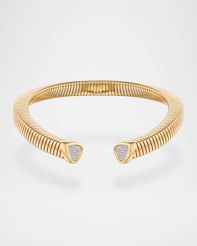 Trisola 18K Yellow Gold Diamond Pave Collar Necklace